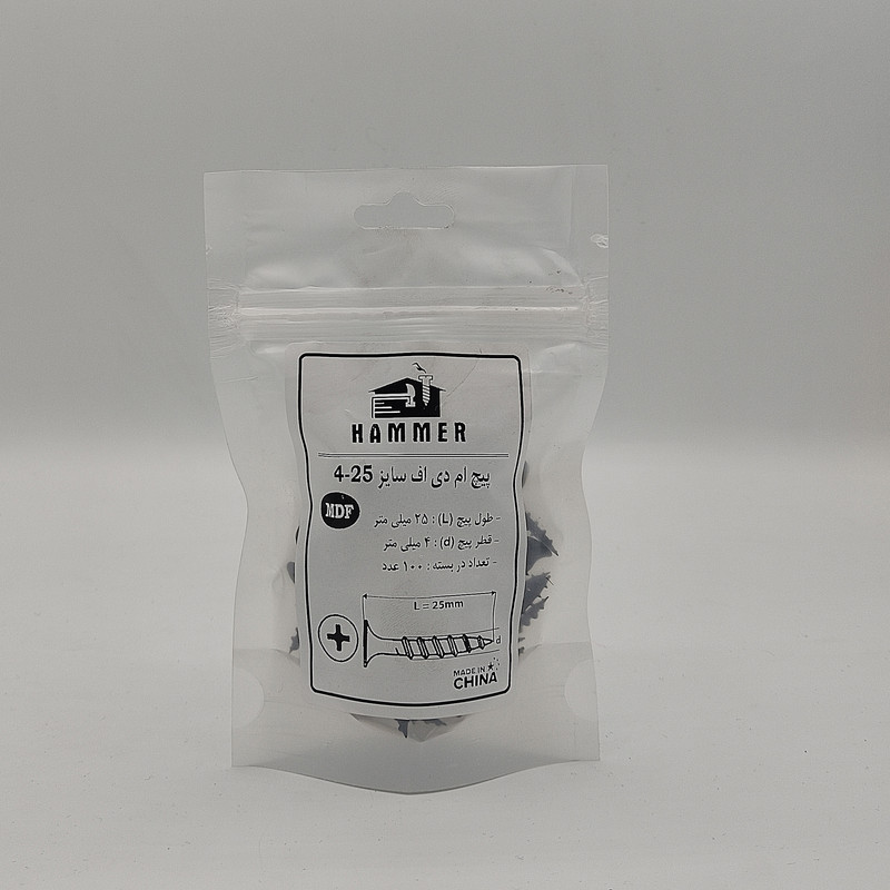پیچ ام دی اف هامر مدل 4x25mm بسته 100 عددی