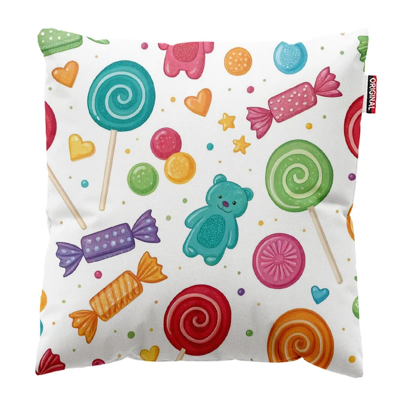  کوسن پاد آفرین طرح کارتونی بچگانه آبنبات کد 3428 سایز 30*30 سانتی متر