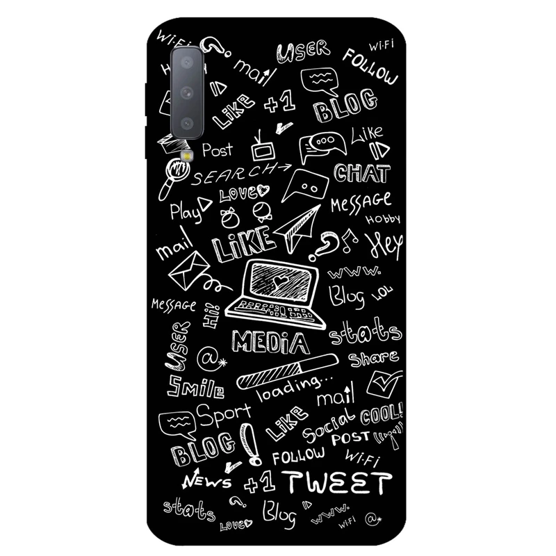 کاور مگافون طرح رسانه های اجتماعی مدل 1898 مناسب برای گوشی موبایل سامسونگ Galaxy A750 / A7 2018         