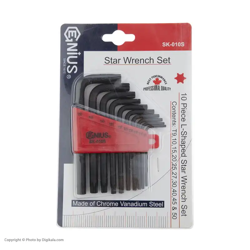 آچار آلن کارتی ستاره ای جنیوس تولز مدل SK-010S مجموعه 9 عددی