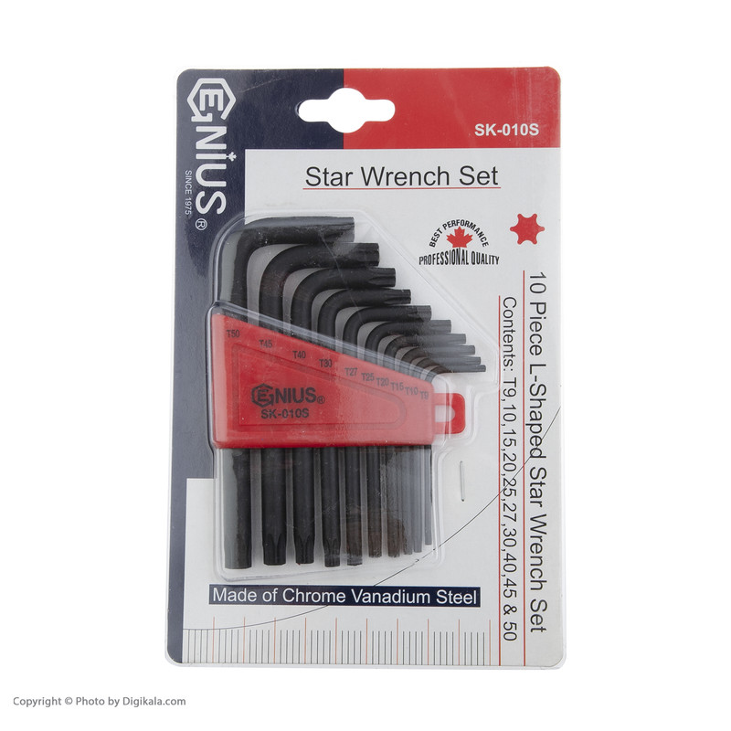 آچار آلن کارتی ستاره ای جنیوس تولز مدل SK-010S مجموعه 9 عددی