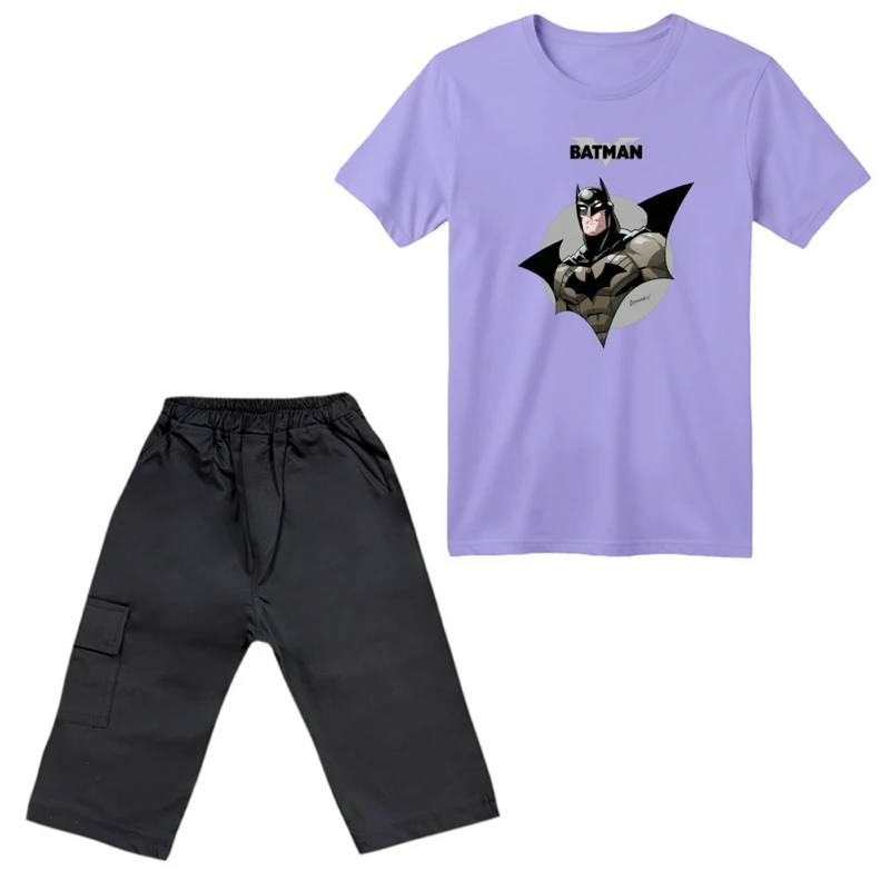 ست تی‌شرت آستین کوتاه و شلوارک پسرانه مدل بتمن کد ۹