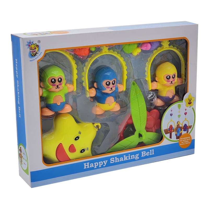 آویز تخت کودک مدل میمون های بامزه polishi Happy Shaking Bell آویز تخت کودک مدل میمون های بامزه polishi Happy Shaking Bell