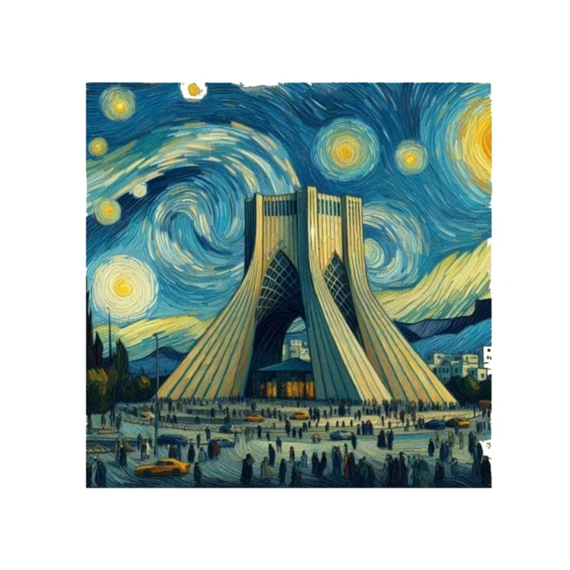 استیکر پارچه و لباس پاد آفرین مدل میدان آزادی نقاشی ونگوک کد 2014