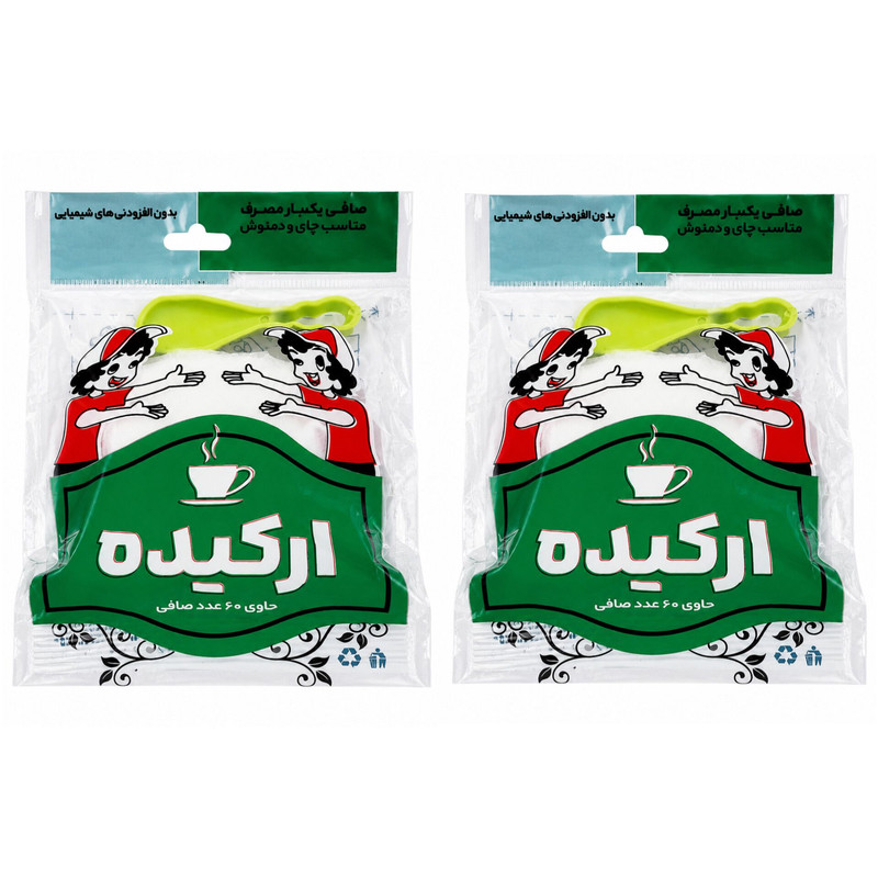 فیلتر چای ارکیده مدل کیسه ای 3 بسته 60 عددی به همراه قاشق چای
