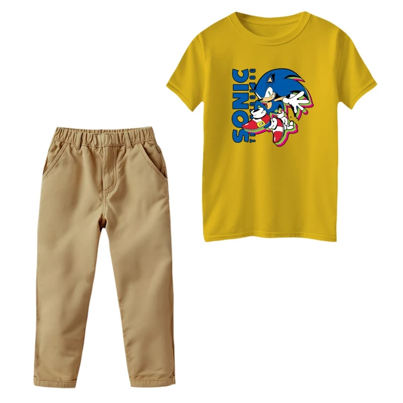 ست تی‌شرت و شلوار پسرانه مدل سونیک کد 04