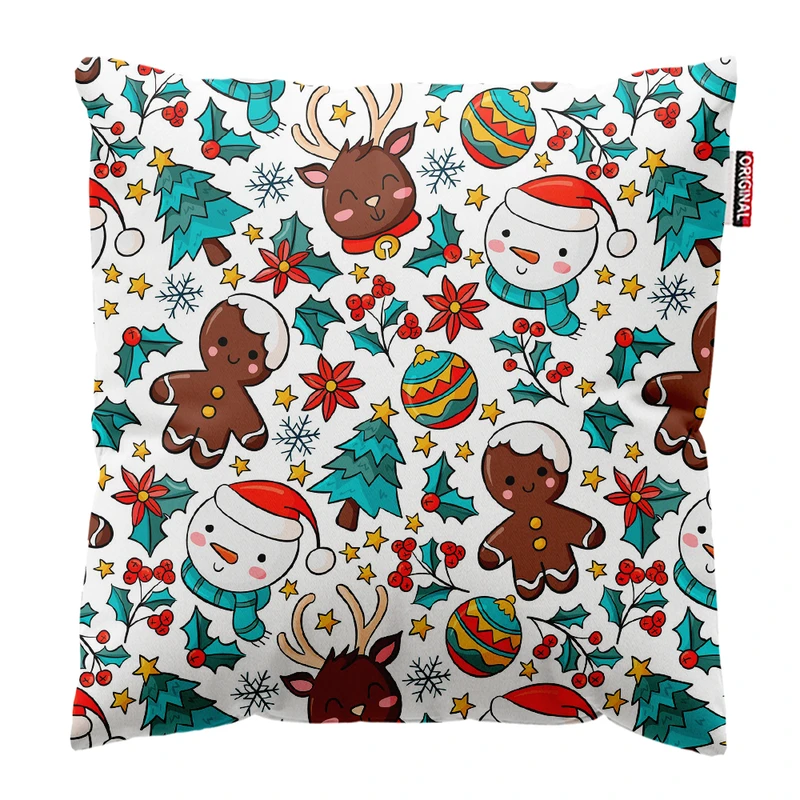 کوسن پاد آفرین مدل کریسمس بابانوئل گوزن آدم برفی کد PK402272 سایز 40*40 سانتی متر