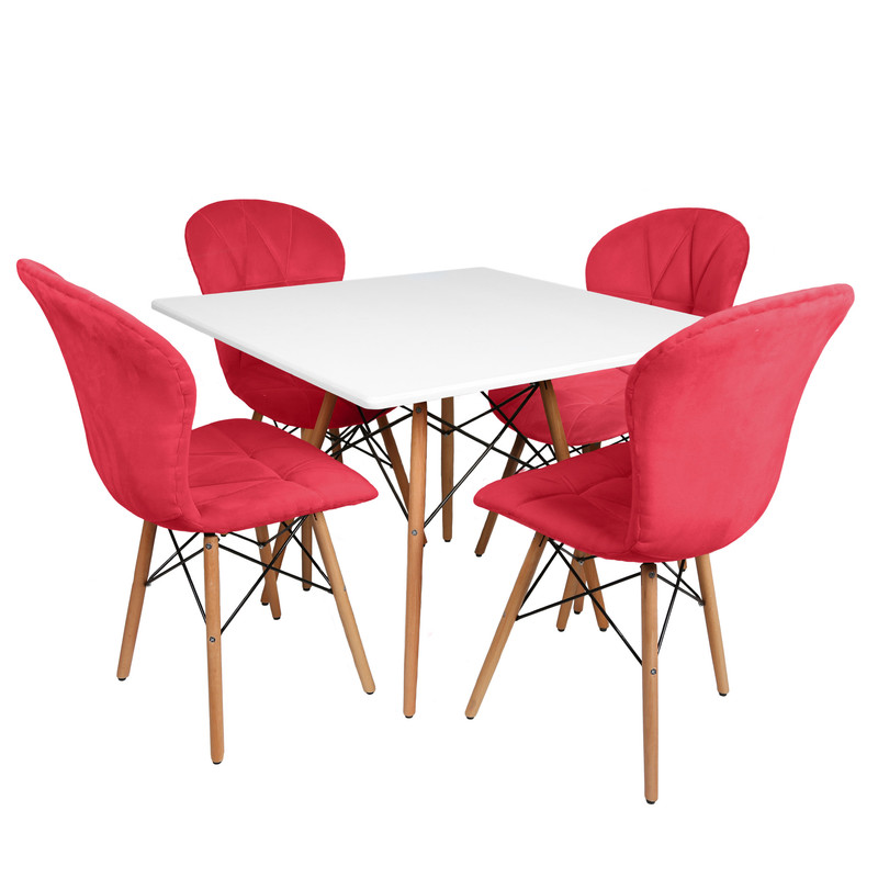 میز و صندلی ناهارخوری چهار نفره مدل ماهلین لمسه ای پایه ایفلی MS