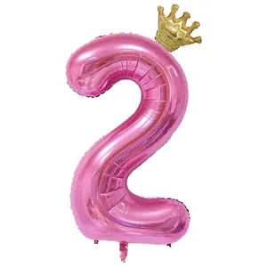 بادکنک فویلی لاکی بالونز طرح عدد 2 تاجدار