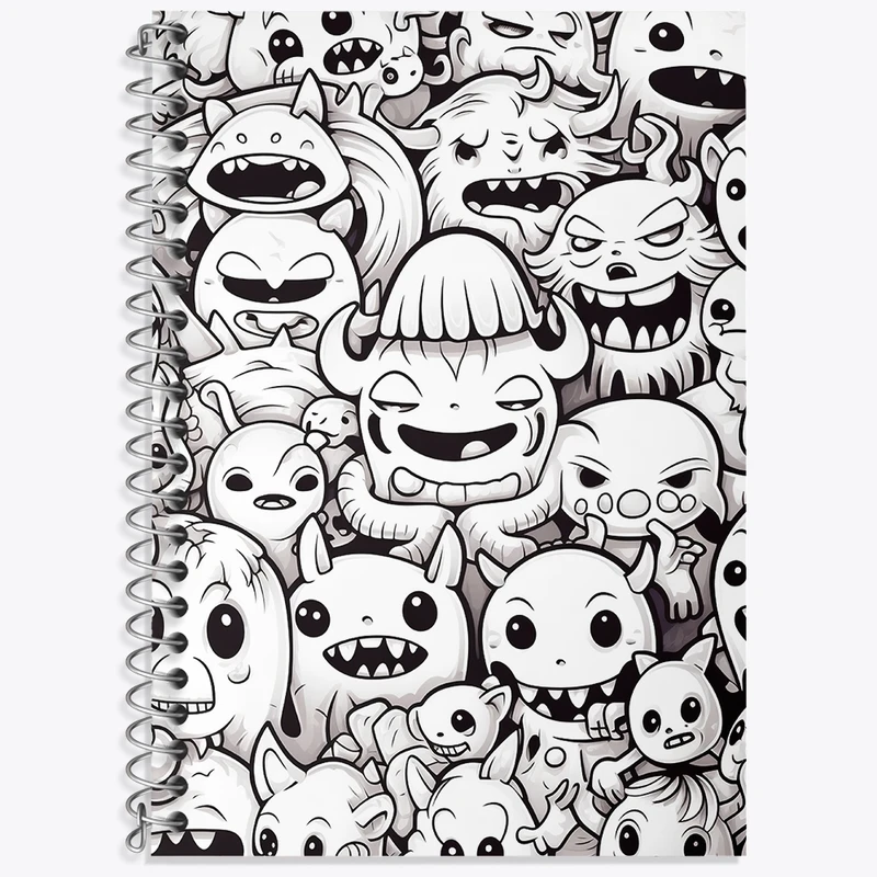 دفتر زبان 50 برگ خندالو مدل سه خط طرح هیولای بامزه کد N471