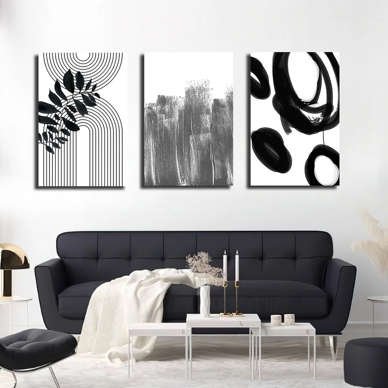 تابلو شاسی بکلیت طرح نقاشی مینیمال مدل SH-2672 مجموعه 3 عددی