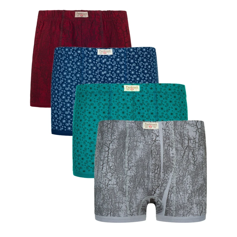 شورت نیم‌پا مردانه پنبینه مدل نخ پنبه بسته 4 عددی