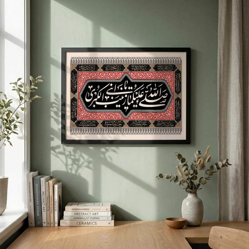 تابلو طرح شهادت طفلان حضرت زینب (س) مدل G14428 فریم مشکی