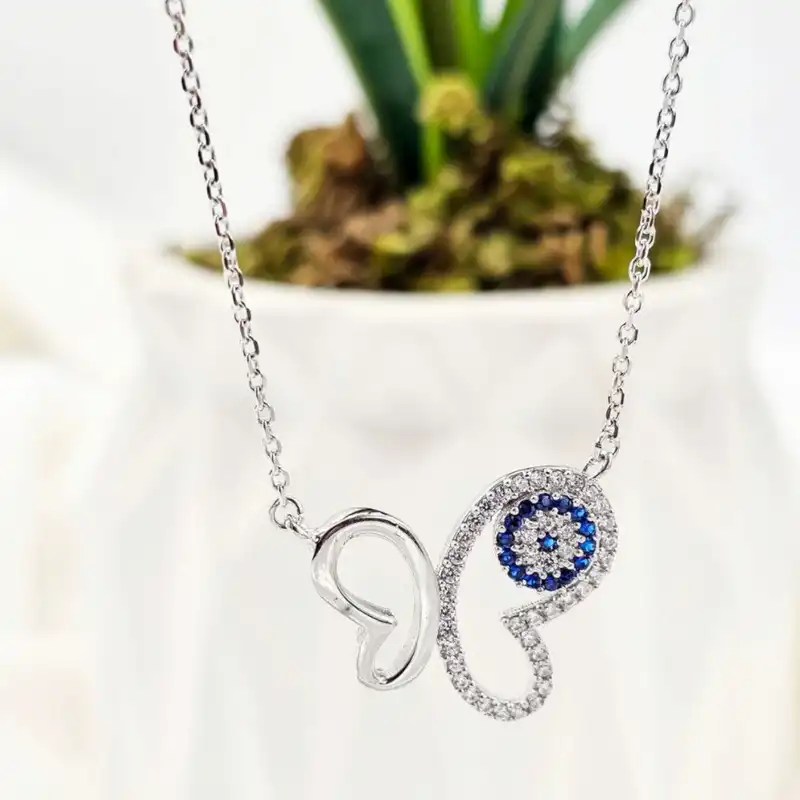 گردنبند نقره زنانه مدل چشم نظر کد rzh_0173