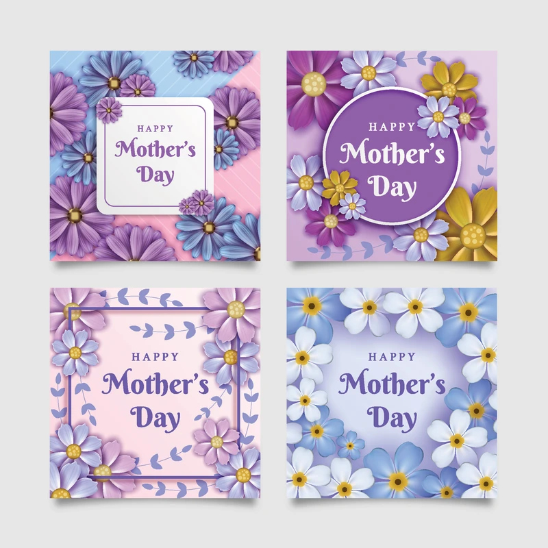 برچسب مدل روز مادر کد 10 - 5 بسته 4 عددی