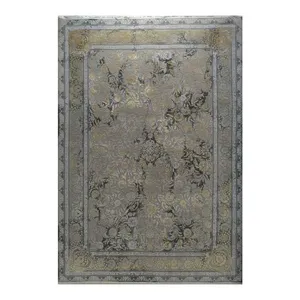 فرش ماشینی 1200 شانه زمینه طوسی حاشیه طلائی مدل ویستان لاوین طرح وینتیج