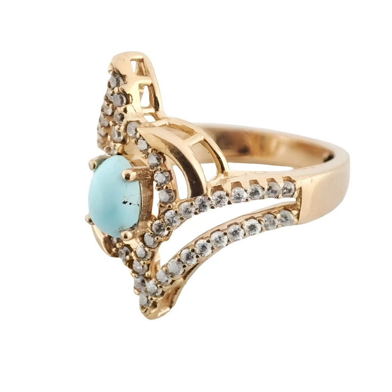 انگشتر زنانه مدل طلا روس فیروزه نیشابور q043