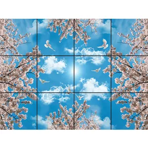 تایل سقفی آسمان مجازی طرح آسمان و شکوفه کد 122 سایز 60x60 سانتی متر مجموعه 12 عددی