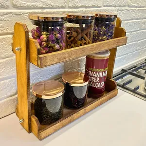 استند جا ادویه ای مدل دو طبقه چوبی ST09