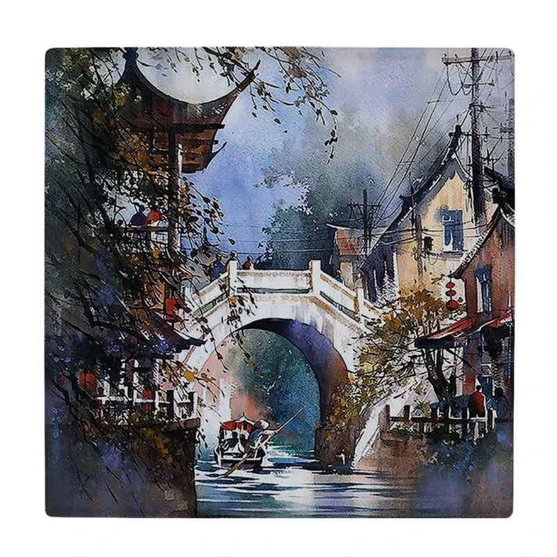  زیر لیوانی  طرح نقاشی منظره روستایی کد    6198071_5582