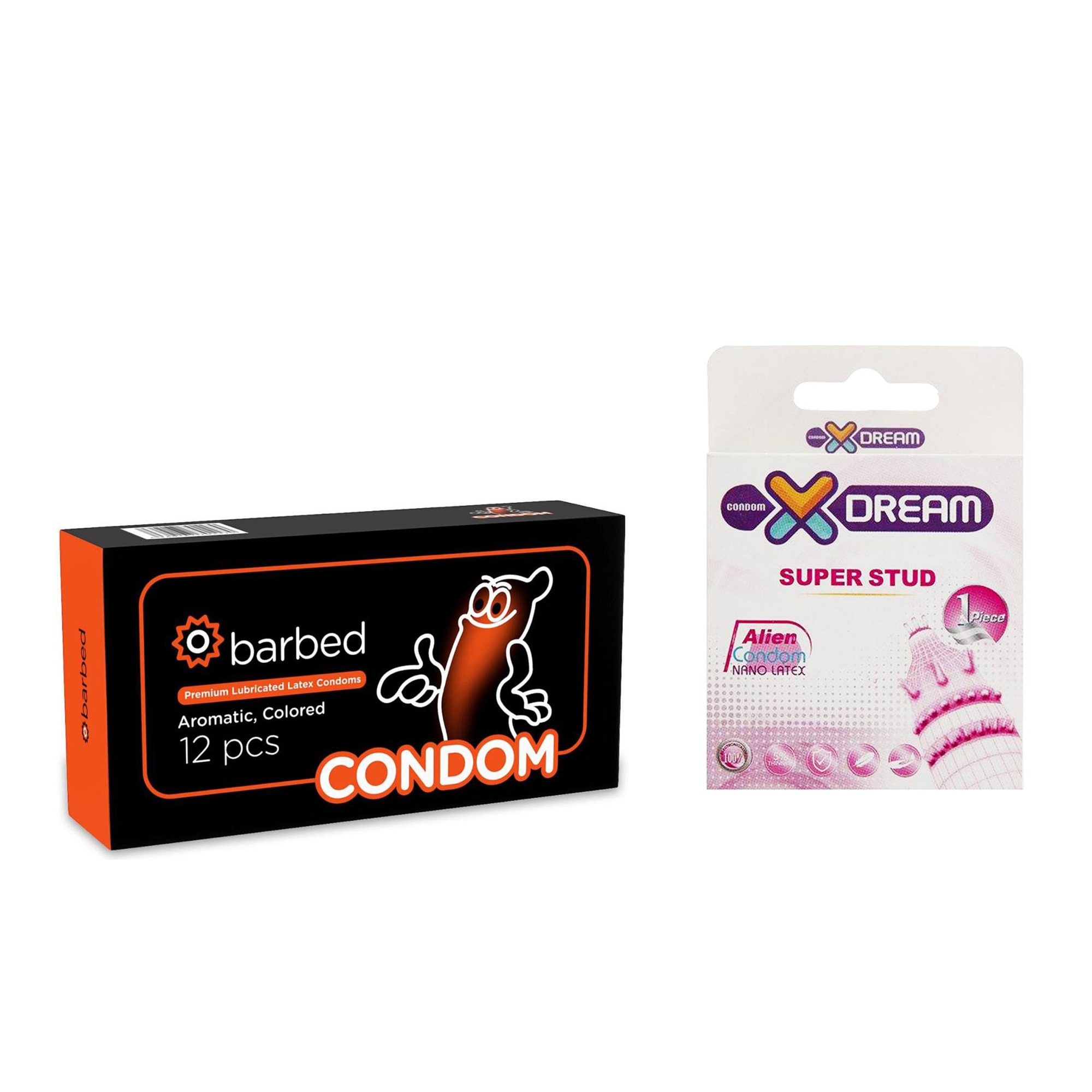 کاندوم ایکس دریم مدل Super Stud به همراه کاندوم کاندوم مدل Barbed بسته 12 عددی