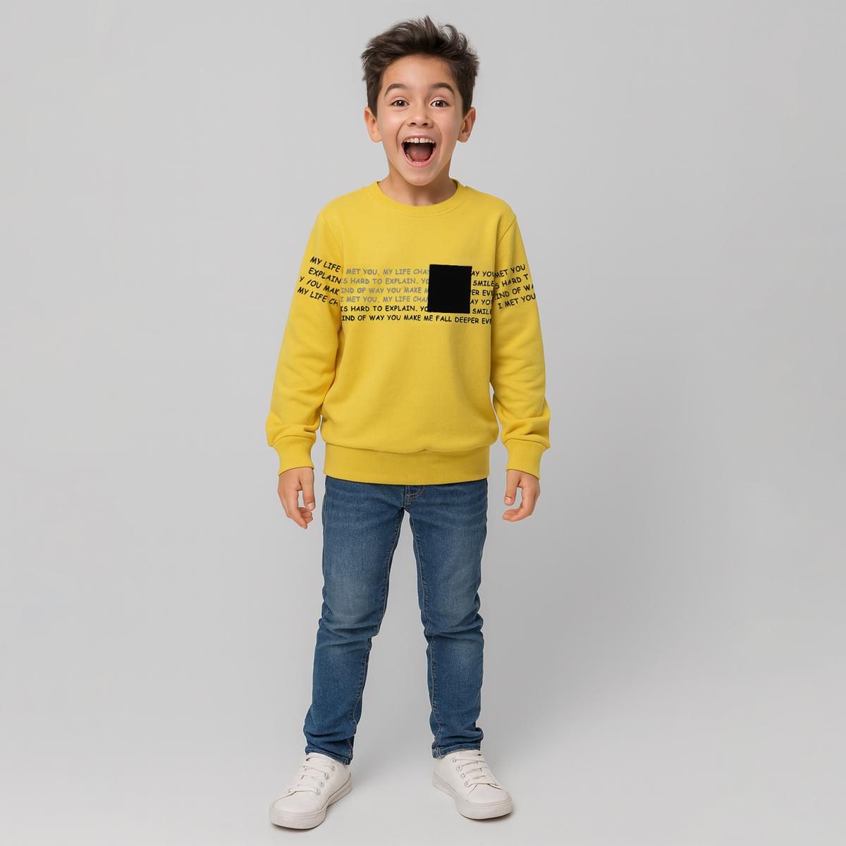 سویشرت پسرانه سون پون مدل 1218 رنگ زرد -  - 1