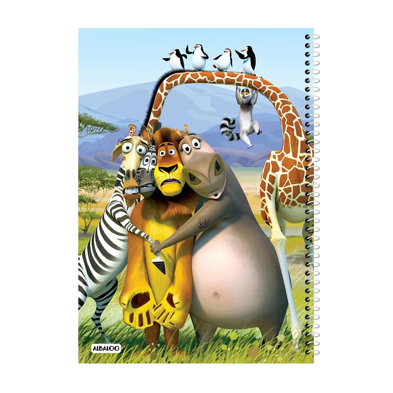 دفتر مشق 50 برگ آلبالو طرح انیمیشن ماداگاسکار کد 2194