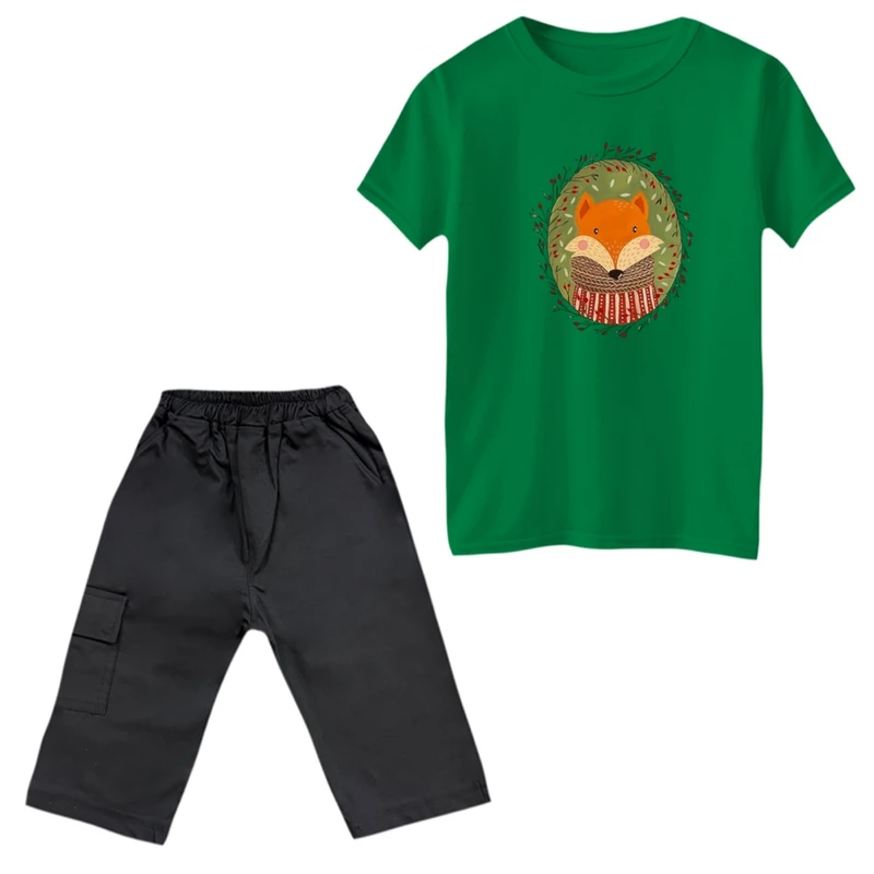 ست تی‌شرت و شلوارک پسرانه مدل روباه