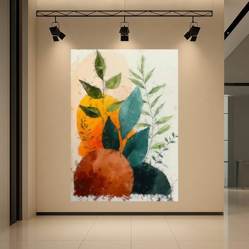 تابلو بوم طرح مخمل مینیمال مدل شاخه و برگ کد AR3060596