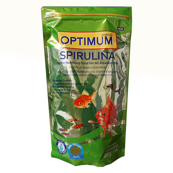 غذای خشک ماهی اپتیمم مدل اسپیرولینا وزن 200 گرم