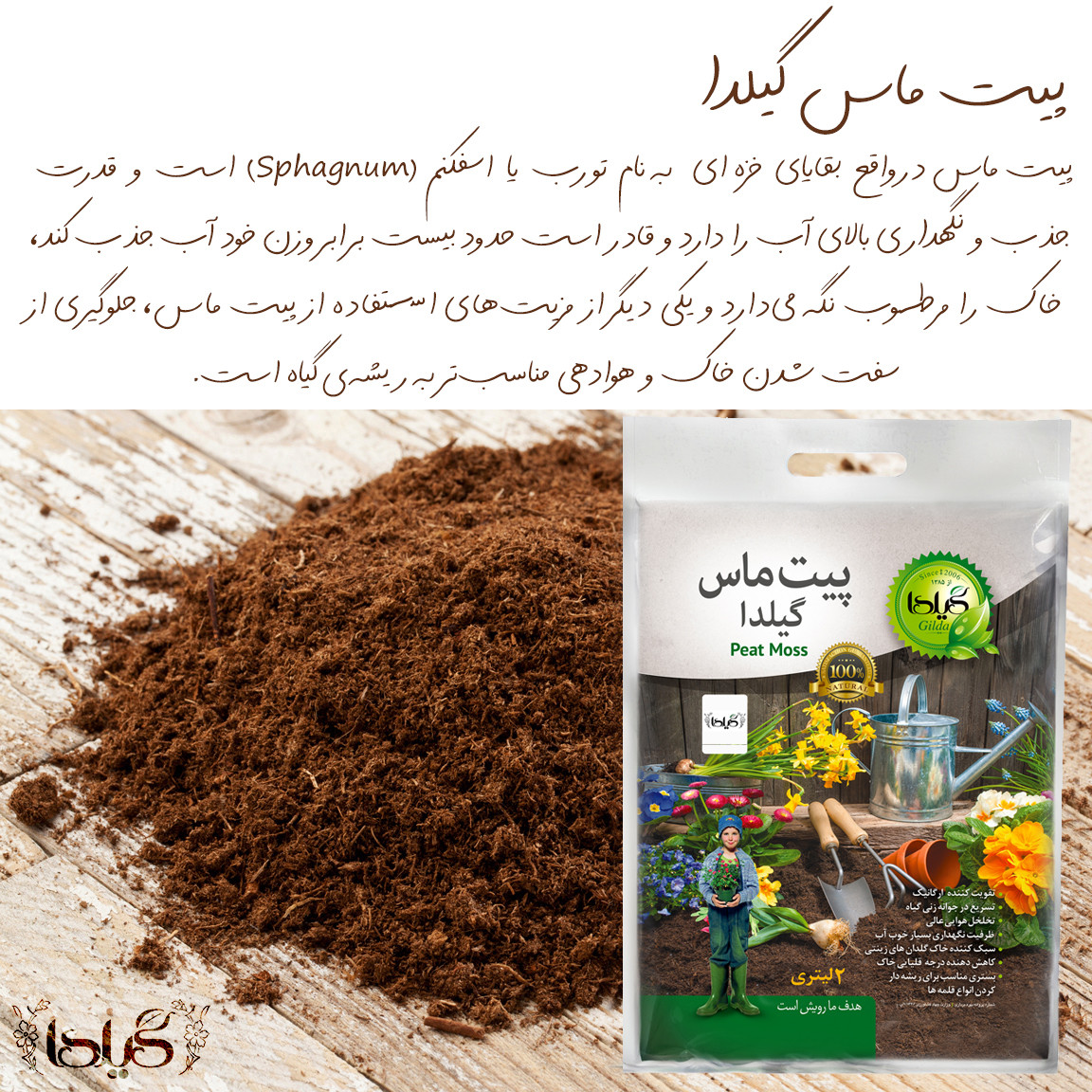 پیت ماس گیلدا مدل اسفاگنوم کد P2 حجم 2 لیتر پیت ماس گیلدا مدل اسفاگنوم کد P2 حجم 2 لیتر