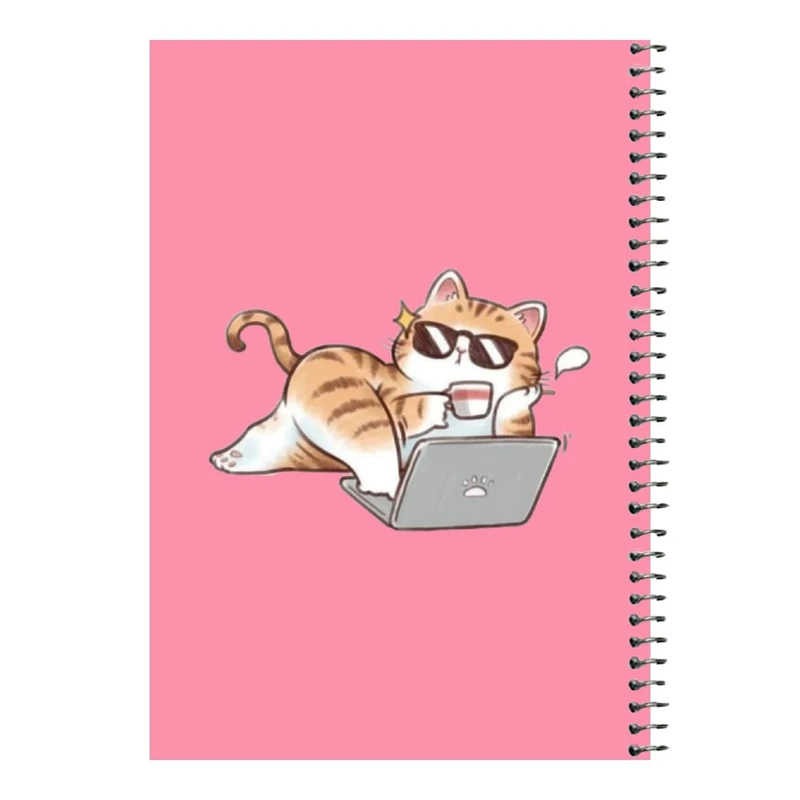 دفتر مشق 80 برگ اس جی مدل گربه و لپ تاپ   