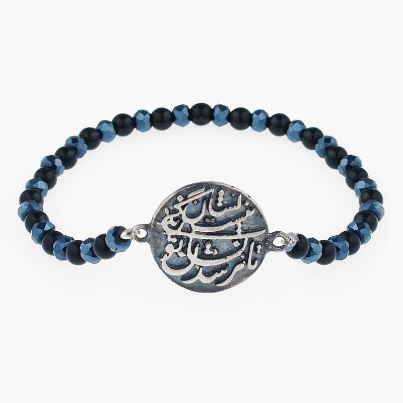 دستبند نقره گالری عزیزی طرح شعر مدل 15108