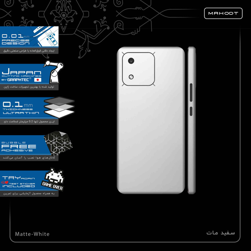 برچسب پوششی ماهوت مدل Matte-White-FullSkin مناسب برای گوشی موبایل آنر X5