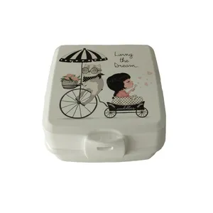 ظرف غذا 3 تکه کودک هوبی لایف مدل گربه دوچرخه سوار