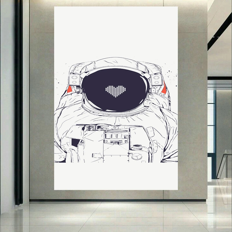 تابلو بوم طرح مخمل فضانورد مینیمال مدل قلبی کد AR30974