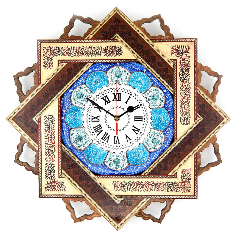 ساعت دیواری میناکاری مسی طرح آیت الکرسی کد 47-2