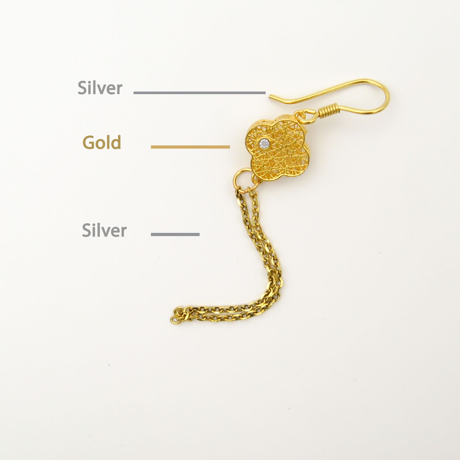 گوشواره طلا 18 عیار زنانه مانچو مدل efgs025 - - 5