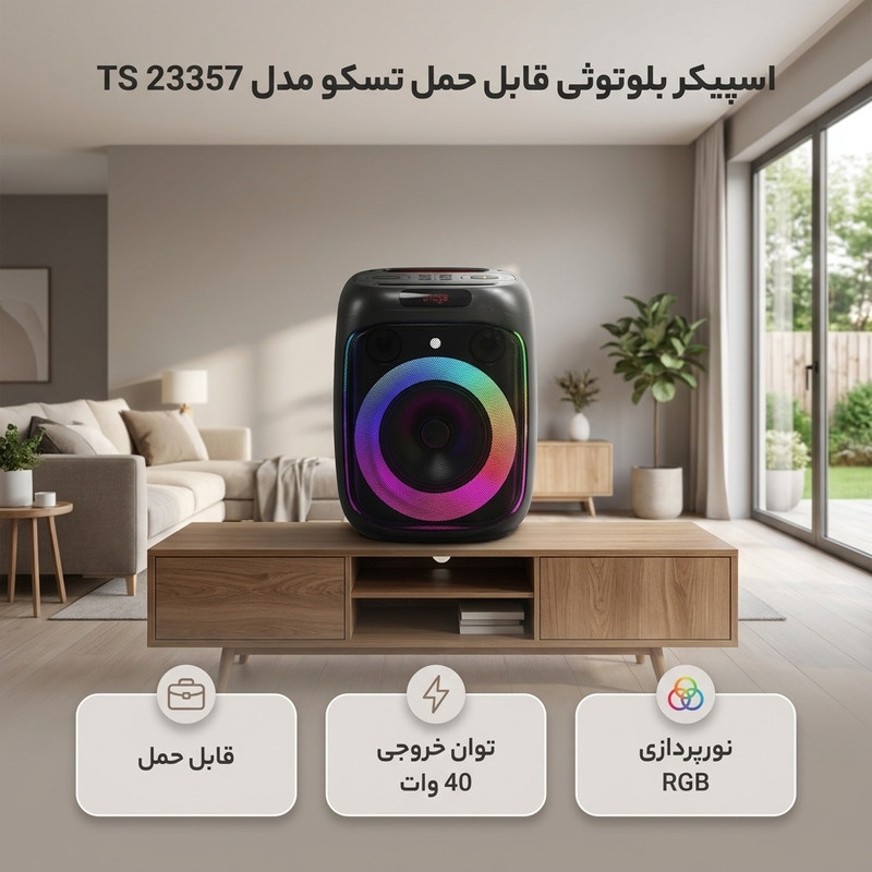 اسپیکر بلوتوثی قابل حمل تسکو مدل TS 23357