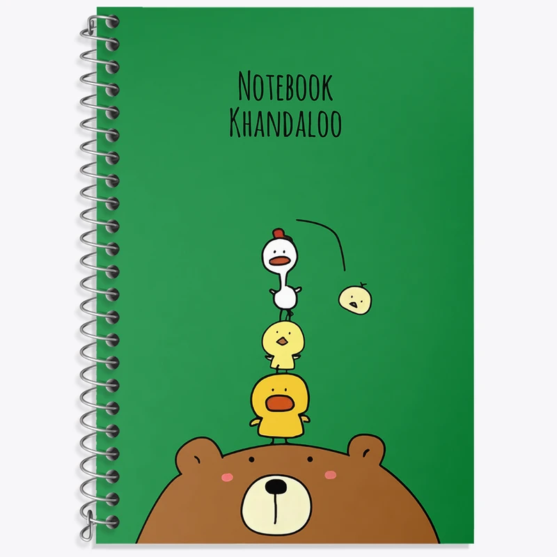 دفتر زبان 50 برگ خندالو مدل دو خط طرح حیوانات کیوت و بامزه کد N3546