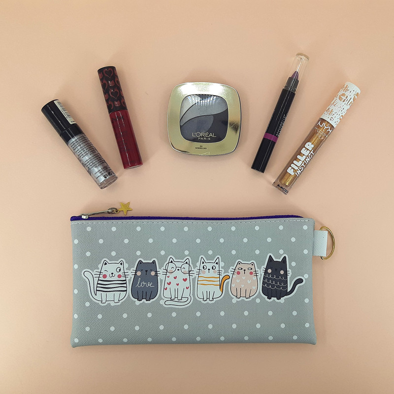 کیف لوازم آرایش زنانه طرح پیشی مدل flat-04