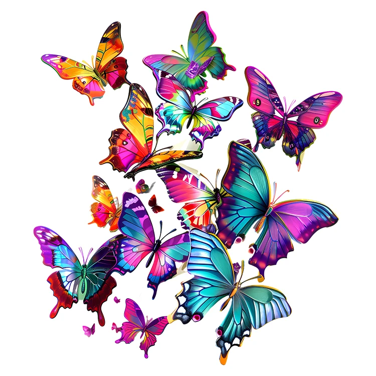 استیکر پارچه و لباس پاد آفرین مدل کارتونی فانتزی طرح پروانه کد S5484