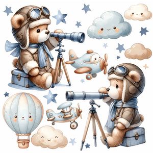 استیکر دیواری کودک راتیانا مدل رویای خرس های خلبان 2 بسته 23 عددی