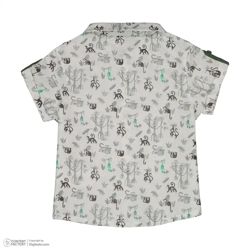 ست پیراهن و شلوارک نوزادی پسرانه ایندیگو مدل 132381 رنگ سفید