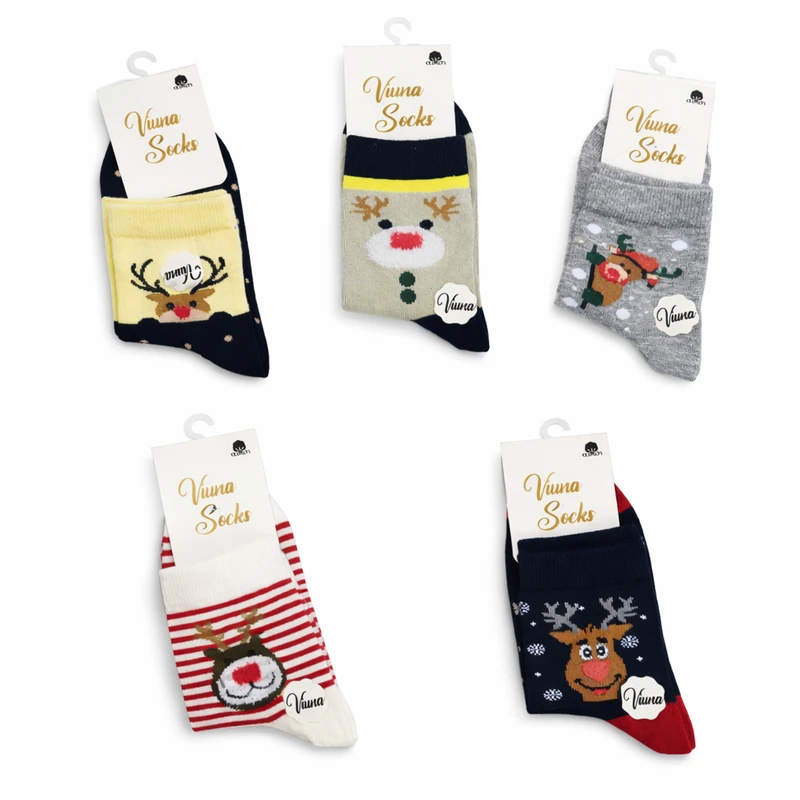 جوراب ساق بلند بچه گانه مدل عروسکی بسته 5 عددی