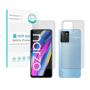 Rockspace HyGEL model clear screen protector suitable for Realme Narzo 50A Prime mobile phone along with the phone back protector