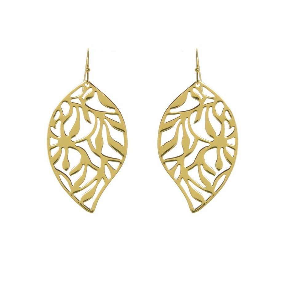 گوشواره طلا 18 عیار زنانه قیراط طرح برگ کد GH3664 -  - 2