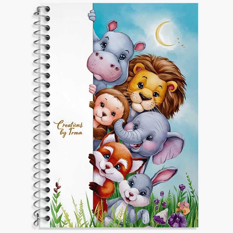 دفتر زبان 50 برگ خندالو مدل دو خط طرح حیوانات بامزه کد N5077