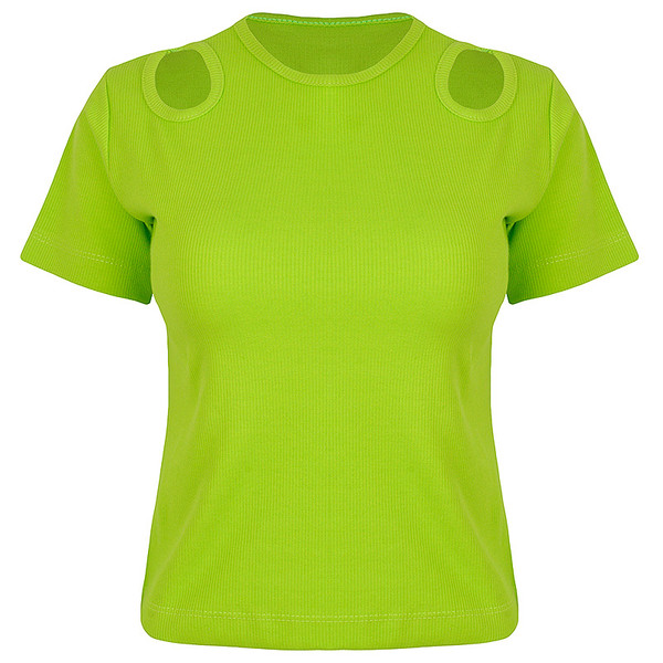 تی شرت آستین کوتاه زنانه دکسونری مدل 358049755  پنبه فانریپ رنگ سبز فسفری