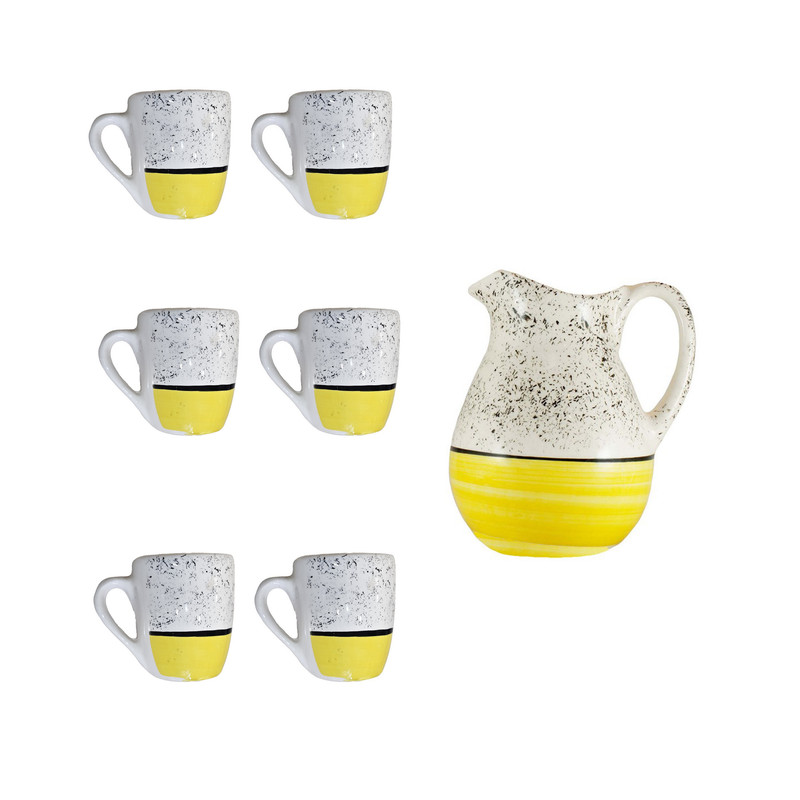 ست 7 تکه پارچ  و لیوان سرامیکی مدل مرمری کد 2025